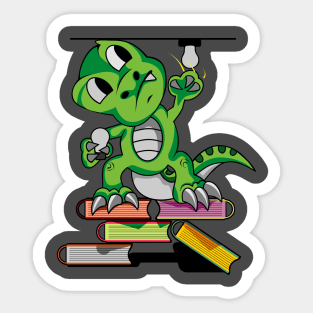 dinosaur in library Sticker